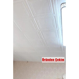4 Adet, 70x70cm 2M² Beyaz 3d Dekoratif Kendinden Yapışkanlı Köpük Duvar Kaplama Paneli-3150-Tavan Kaplama Köpüğü