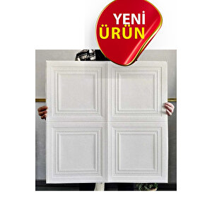 4 Adet, 70x70cm 2M² Beyaz 3d Dekoratif Kendinden Yapışkanlı Köpük Duvar Kaplama Paneli-3150-Tavan Kaplama Köpüğü