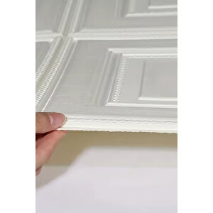 4 Adet, 70x70cm 2M² Beyaz 3d Dekoratif Kendinden Yapışkanlı Köpük Duvar Kaplama Paneli-3150-Tavan Kaplama Köpüğü