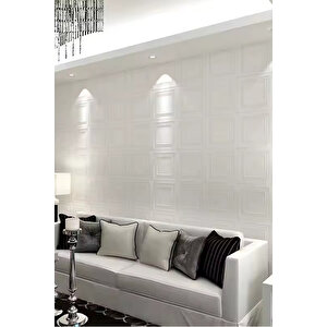 4 Adet, 70x70cm 2M² Beyaz 3d Dekoratif Kendinden Yapışkanlı Köpük Duvar Kaplama Paneli-3150-Tavan Kaplama Köpüğü