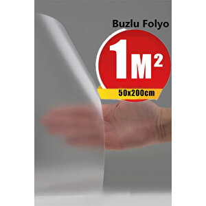 Bien Exclusive (50CM X 2MT), 1 M² Cm Şeffaf Buzlu Cam Premium Yapışkanlı Kaplama Pvc Folyo F-02