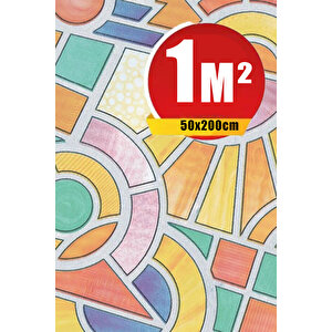 Bien Exclusive (50CM X 2MT), 1 M² Cm Vitray Pencere Desen Şeffaf Yapışkanlı Kaplama Pvc Folyo F-60