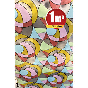 Bien Exclusive (50CM X 2MT), 1 M² Cm Vitray Pencere Desen Şeffaf Yapışkanlı Kaplama Pvc Folyo F-60