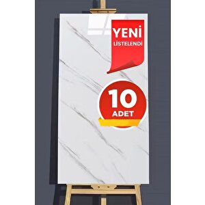 10 Adet 30x60 Cm Beyaz Mermer Desenli Kendinden Yapışkanlı Seramik Köpük Banyo WC Kaplama PVC Duvar Paneli