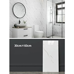 30x60 Cm Beyaz Mermer Desenli Kendinden Yapışkanlı Seramik Köpük Banyo WC Kaplama PVC Duvar Paneli