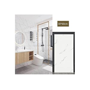 10 Adet 30x60 Cm Beyaz Mermer Desenli Kendinden Yapışkanlı Seramik Köpük Banyo WC Kaplama PVC Duvar Paneli