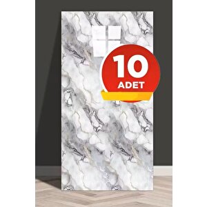 10 Adet 30x60 Cm Açık Gri Damar Mermer Desenli Kendinden Yapışkanlı Mutfak Banyo Wc Kaplama Pvc Panel-MR18