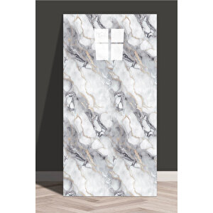 30x60 Cm Açık Gri Damar Mermer Desenli Kendinden Yapışkanlı Mutfak Banyo Wc Kaplama Pvc Panel-MR18