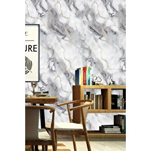 30x60 Cm Açık Gri Damar Mermer Desenli Kendinden Yapışkanlı Mutfak Banyo Wc Kaplama Pvc Panel-MR18