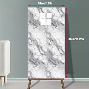 30x60 Cm Açık Gri Damar Mermer Desenli Kendinden Yapışkanlı Mutfak Banyo Wc Kaplama Pvc Panel-MR18