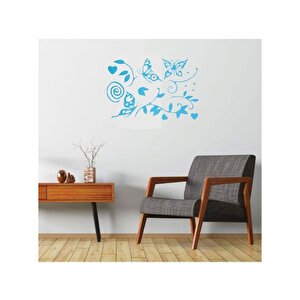 Duvar Çıkartma Stıcker Dekoratif Duvar Kağıdı,Süs  Mavi Kelebekli Pvc 48X33X0,5Cm