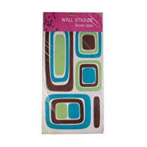 Duvar Çıkartma Stıcker Dekoratif Duvar Kağıdı,Süs Kareli Mavi,Yeşil Desen Pvc 61X30X0,5Cm