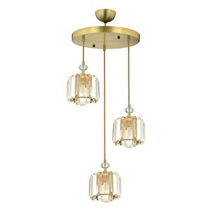 Bonita Eskitme 3 Lü Yuvarlak Kristalli Taşlı Modern Tasarım Kristal Salon Sarkıt Avize
