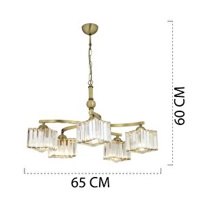 Rima 5 Kollu Eskitme Kristalli Taşlı Modern Tasarım Salon-yatak Odası Kristal Salon Avize