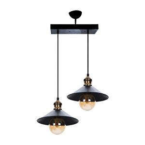 Gönen 2li Siyah Sıralı Modern Retro Sarkıt Retro Salon Avize