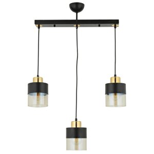 Boris 3lü Sıralı Siyah Gold Sarkıt Modern Genç Odası Mutfak Retro Salon Avize