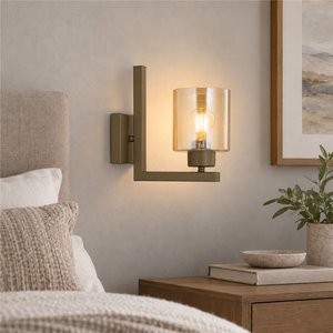 Tasse Eskitme Boyalı Duvar Lambası Yatak Odası-yatak Başı-banyo İçin Bal Camlı Modern Aplik