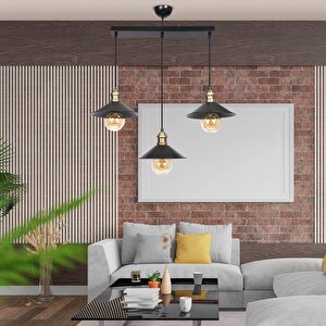 Gönen 3lü Siyah Sıralı Modern Retro Sarkıt Mutfak Retro Salon Avize