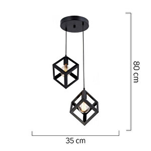 Cup 2li Siyah Sarkıt Modern Genç Odası Mutfak Retro Salon Sarkıt Avize