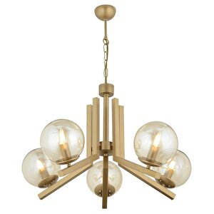 Mikel 5 Lü Komple Eskitme Boyalı Bal Camlı Modern Retro Sarkıt Yatak Odası Salon Avize