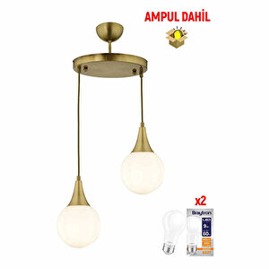 Damla 2 Li Yuvarlak Eskitme -led Ampul  Dahil Avize