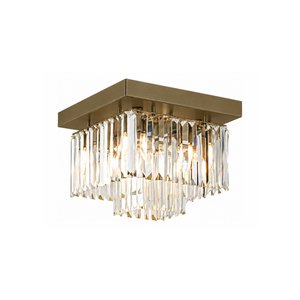 Nilüfer 2 Katlı Küçük Eskitme Kare Kristalli Taşlı Modern Tasarım Kristal Salon Avize