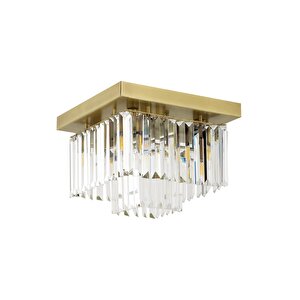 Nilüfer 2 Katlı Küçük Eskitme Kare Kristalli Taşlı Modern Tasarım Kristal Salon Avize