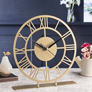 Romental Gold Eskitme Metal Masa Üstü Saati 25x23 Cm Myk1313