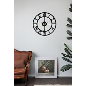 Roma Rakamlı Metal Siyah Duvar Saati 50x50 Cm Myk1195