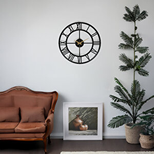Roma Rakamlı Metal Siyah Duvar Saati 50x50 Cm Myk1195
