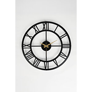Roma Rakamlı Metal Siyah Duvar Saati 50x50 Cm Myk1195