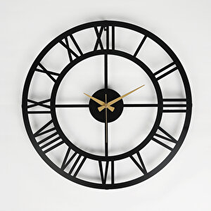 Roma Rakamlı Metal Siyah Duvar Saati 50x50 Cm Myk1195