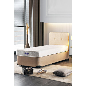 Luna Baza Başlık Yatak Seti - 80x180 Cm Tek Kişilik Ortopedik Set Sağlamlaştırılmış Sandıklı Baza