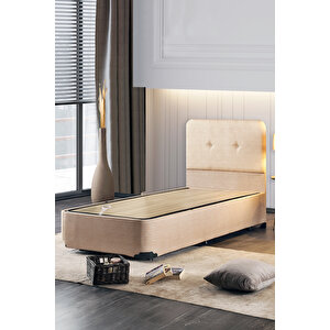 Luna Baza Başlık Yatak Seti - 90x190 Cm Tek Kişilik Ortopedik Set Sağlamlaştırılmış Sandıklı Baza