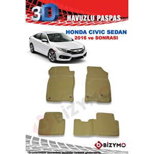 Honda Civic Sedan 2016 Ve Sonrası 3d Bej Paspas Takımı Bizymo
