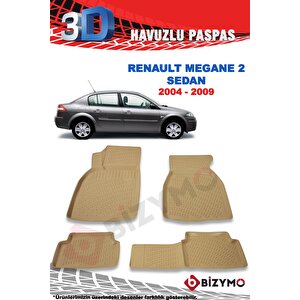 Renault Megane 2 Sedan 2004-2009 Ve Sonrası 3d Bej Paspas Takımı Bizymo