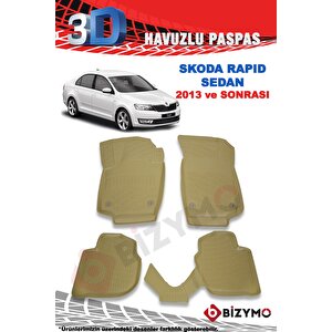 Skoda Rapid Sedan 2013 Ve Sonrası Bej 3d Paspas Takımı Bizymo