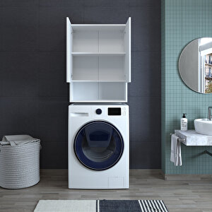 Çok Amaçlı Çamaşır Makinesi Üst Banyo Dolabı Beyaz Cu3