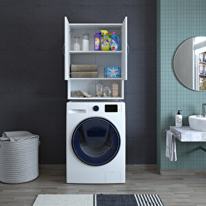 Çok Amaçlı Çamaşır Makinesi Üst Banyo Dolabı Beyaz Cu4