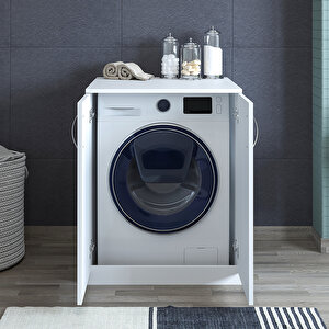 Kapaklı Çamaşır Makinesi Alt Dolabı Beyaz Cm2
