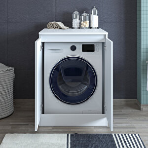 Kapaklı Çamaşır Makinesi Alt Dolabı Beyaz Cm3