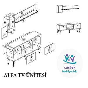 Alfa Tv Ünitesi SafirMeşe-Beyaz
