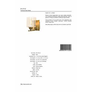 Sena Aplik E27 12w 13x16cm Metal Eskitme Avonni-ap-1374-1e