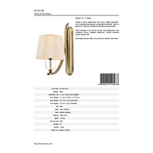 Dorinda Aplik E27 12w 15x25cm Metal Eskitme Avonni-ap-1597-1es