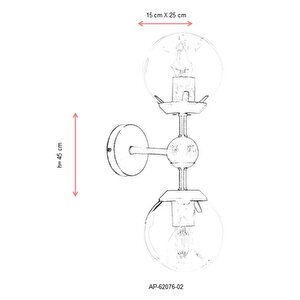 Ping Pong Aplik E27 24w 15x25cm Metal Eskitme Avonni-ap-62076-02