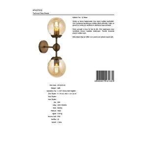 Ping Pong Aplik E27 24w 15x25cm Metal Eskitme Avonni-ap-62076-02