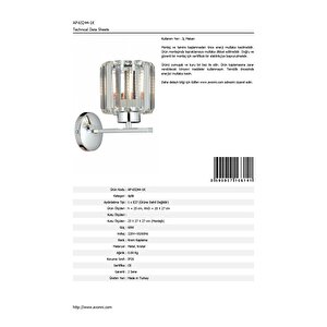 Aralık Aplik E27 12w 20x27cm Metal Krom Dorbien-ap-65244-1k