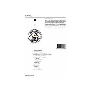 Sımona Modern Avize E14 36w 50cm Metal Siyah Avonni-av-4183-6bsy