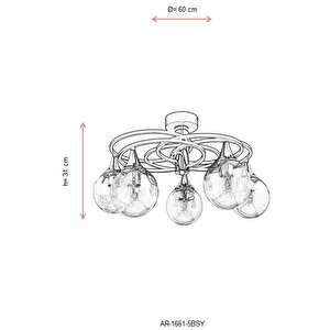 Kayık Modern Avize E27 60w 60cm Metal Siyah Avonni-ar-1661-5bsy