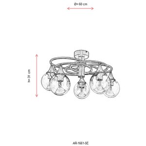 Kayık Modern Avize E27 60w 60cm Metal Eskitme Avonni-ar-1661-5e
